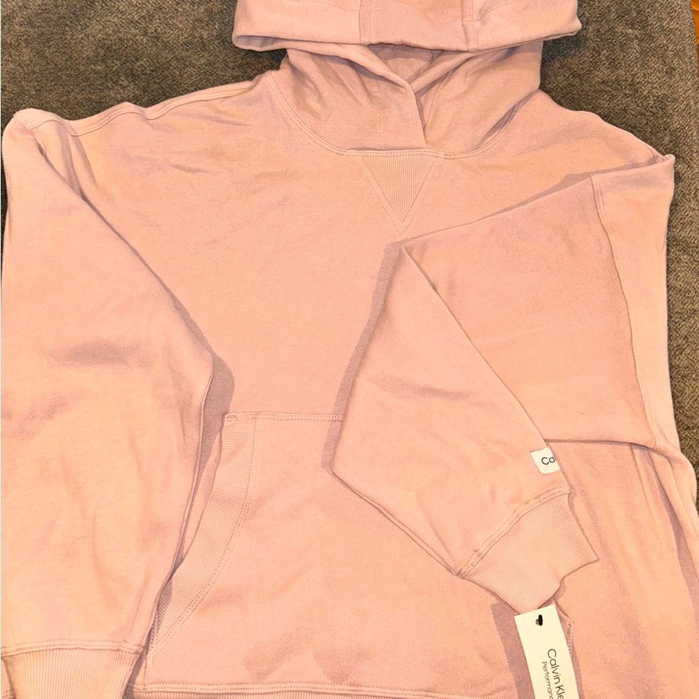 Pink Calvin Klein Performance Hoodie Sweatshirt.